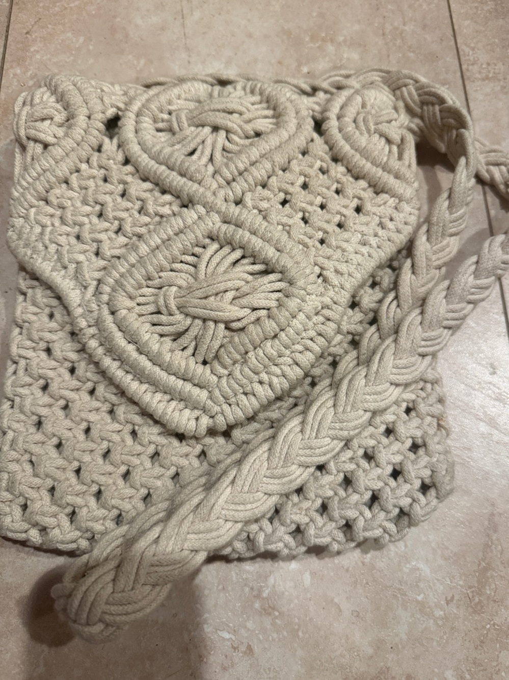 Tommy Bahama Cream Macramé Crossbody Satchel
